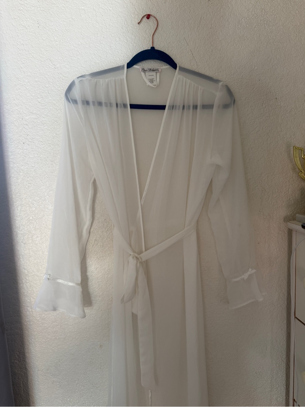 Sheer White Robe with Tie Waist - Women's Intimates